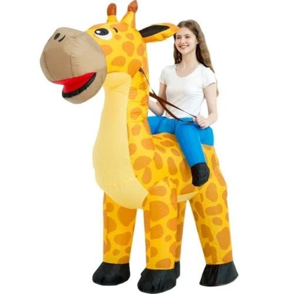 One Casa Inflatable Giraffe Rider Costume Adult Mens Blow Up Ride On Party‎ Suit